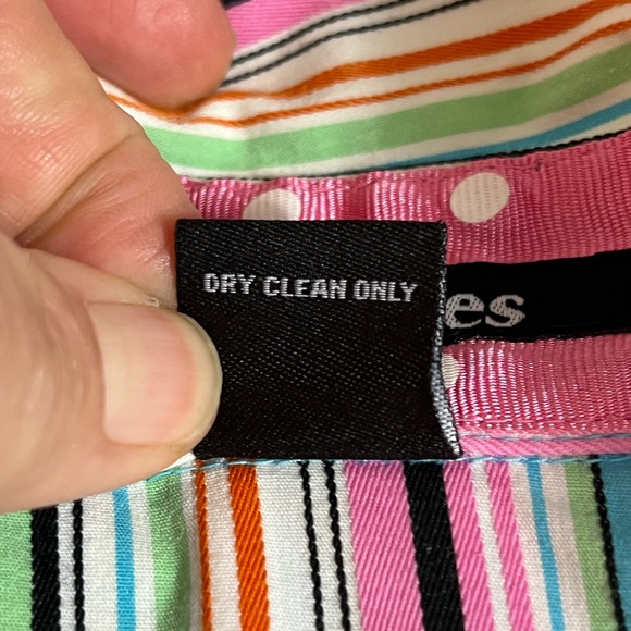 Shirtales Women’s Blouse Striped Ribbon Collar Flip Cuff Size M Long Sleeve - Picture 9 of 13